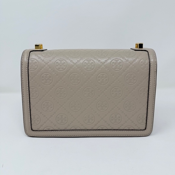New Tory Burch T Monogram Flap Leather Shoulder Crossbody Bag In Fresh Clay - Picture 13 of 16